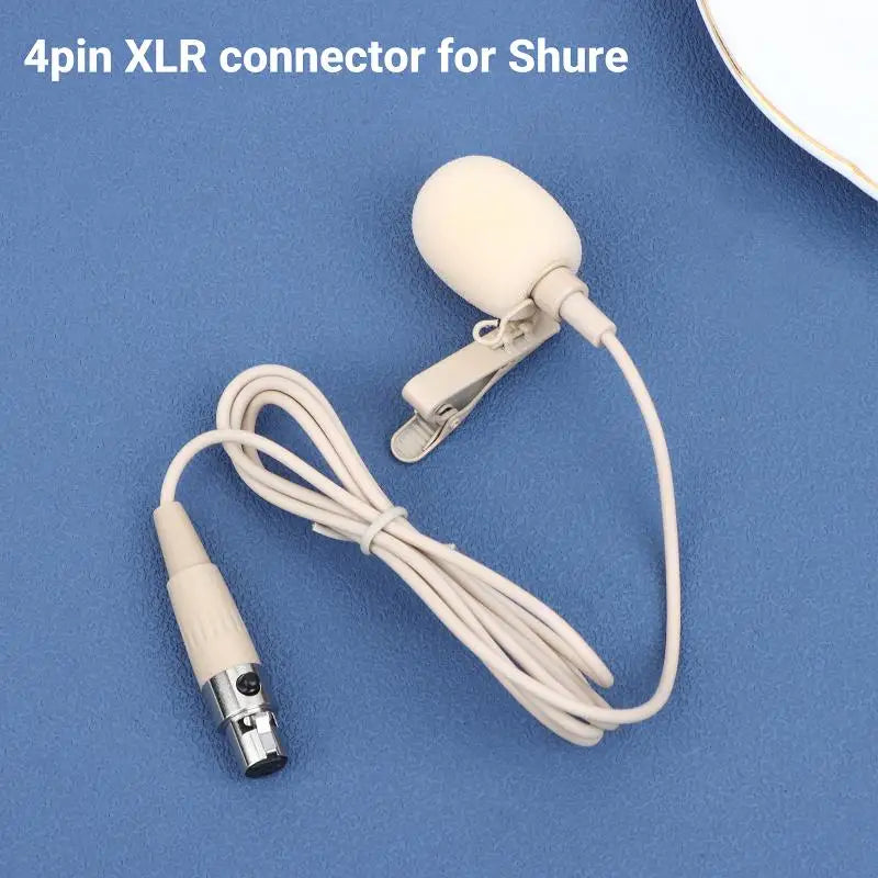Beige Lavalier Lapel Mic ZL-F1720 Omnidirectional + 2 Covers Lavalier Microphone Babs 4pin