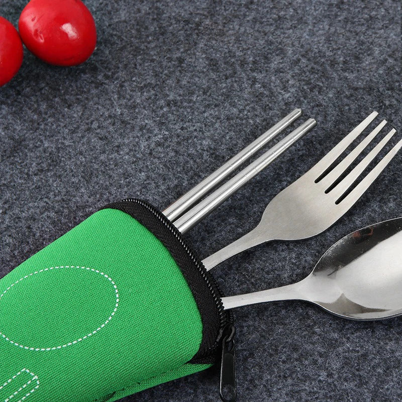5-Piece Portable Stainless Steel Cutlery Set – Camping & Travel Travel Cutlery Set Babs