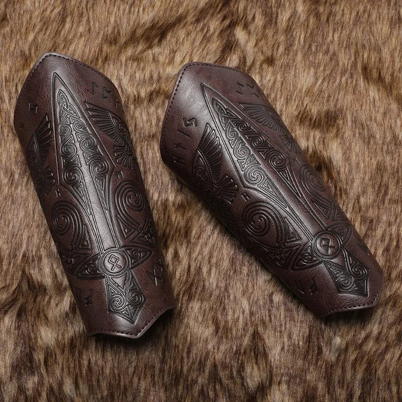 Medieval Embossed PU Leather Arm Bracers – Knight Cosplay Wrist Guard Cosplay Arm Bracer Babs