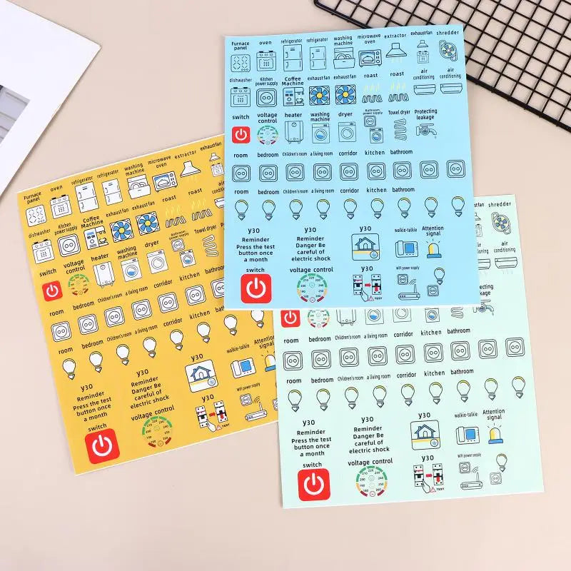 Circuit Breaker Panel Label Stickers – Waterproof PVC 2/5 Sheets Panel Label Stickers Babs