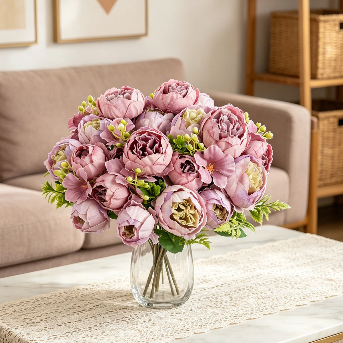 Silk Peony Rose Artificial Bouquet – Wedding & Home Decor Artificial Flower Bouquet Babs