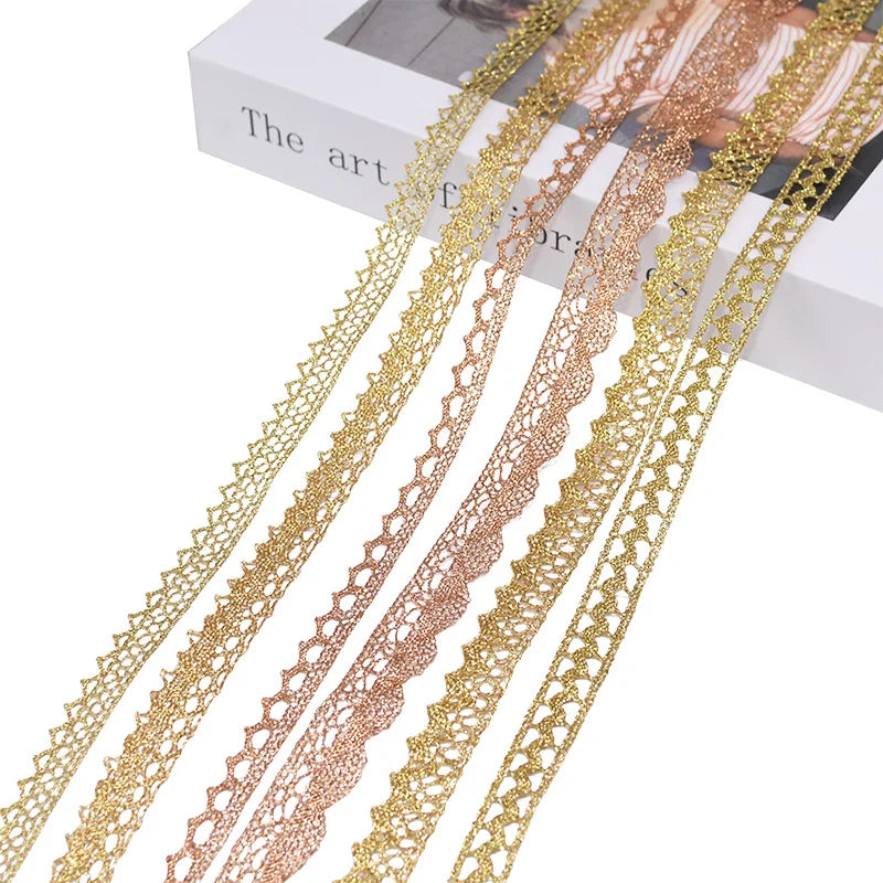 Gold Braided Lace Trim Ribbon 5/10 Yards – Sewing & Crafts Lace Trim Ribbon Babs