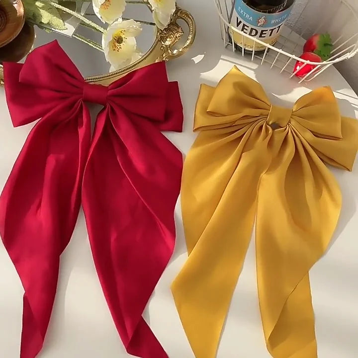 Korean Big Bow Satin Hair Clip – Ribbon Barrette for Women