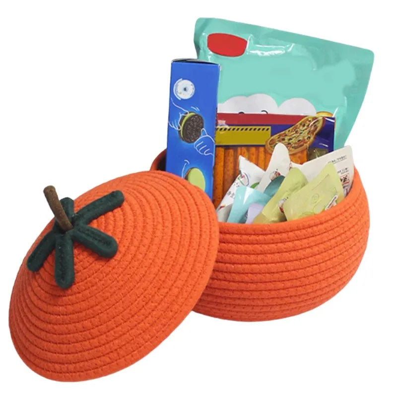 Halloween Woven Pumpkin Basket with Lid | Candy & Gift Basket Halloween Storage Basket Babs