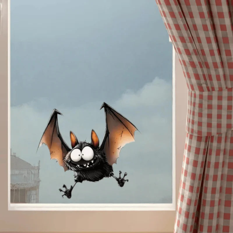 Cartoon Bat Halloween Window Cling Decal – Removable PVC Sticker Window Cling Decal Babs