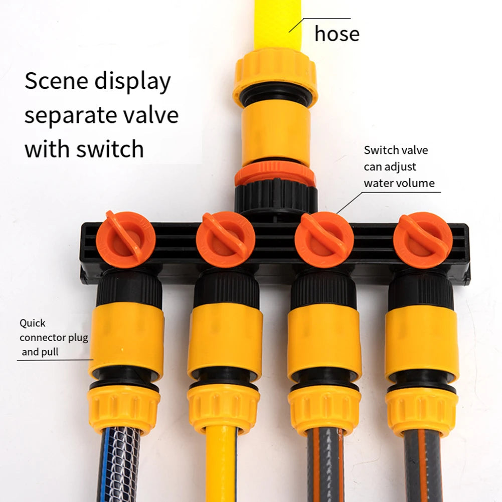 4-Way Garden Hose Splitter & Faucet Diverter with Valves Garden Hose Splitter Babs
