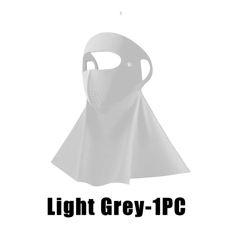 UPF50+ Ice Silk Sun Protection Mask & Neck Scarf – Anti-UV Sun Protection Mask Babs Light Grey 1PC