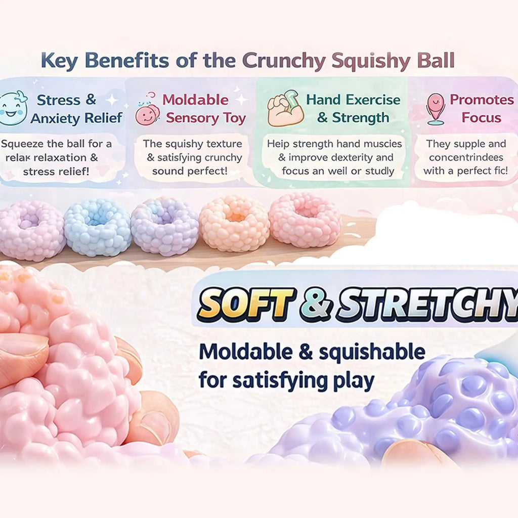 Crunchy Stress Ball – Sand-Filled Squeeze Toy for Focus & Calm Fidget Stress Ball Babs