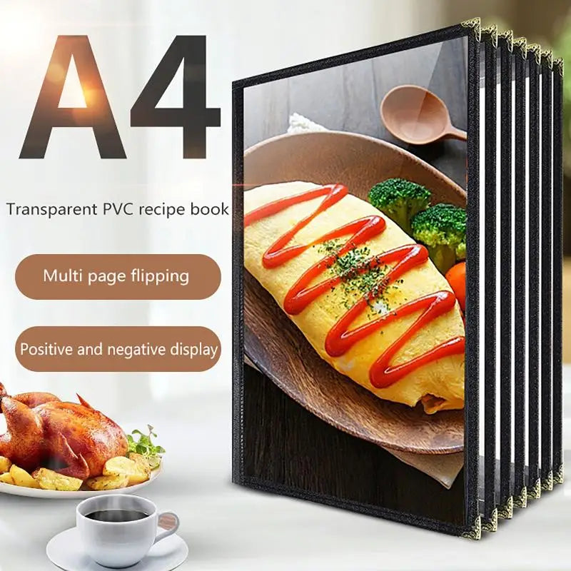 Foldable A4 PVC Transparent Menu Cover – Double Panel Holder Menu Cover Holder Babs