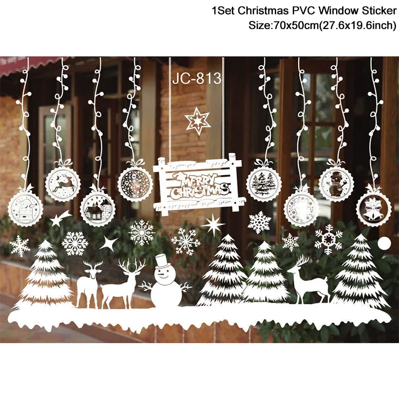 Christmas Window Stickers – Santa & Snowflake DIY Wall Decals Holiday Wall Decals Babs Set19