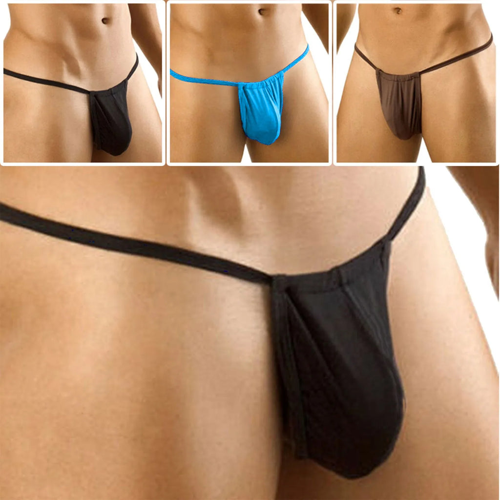 Men's Low-Waist Thong Underwear – Mesh Pouch Bikini Briefs Men's Thong Briefs Babs