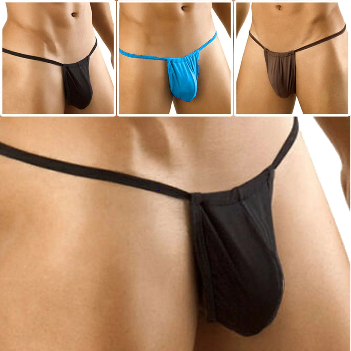 Men's Low-Waist Thong Underwear – Mesh Pouch Bikini Briefs Men's Thong Briefs Babs