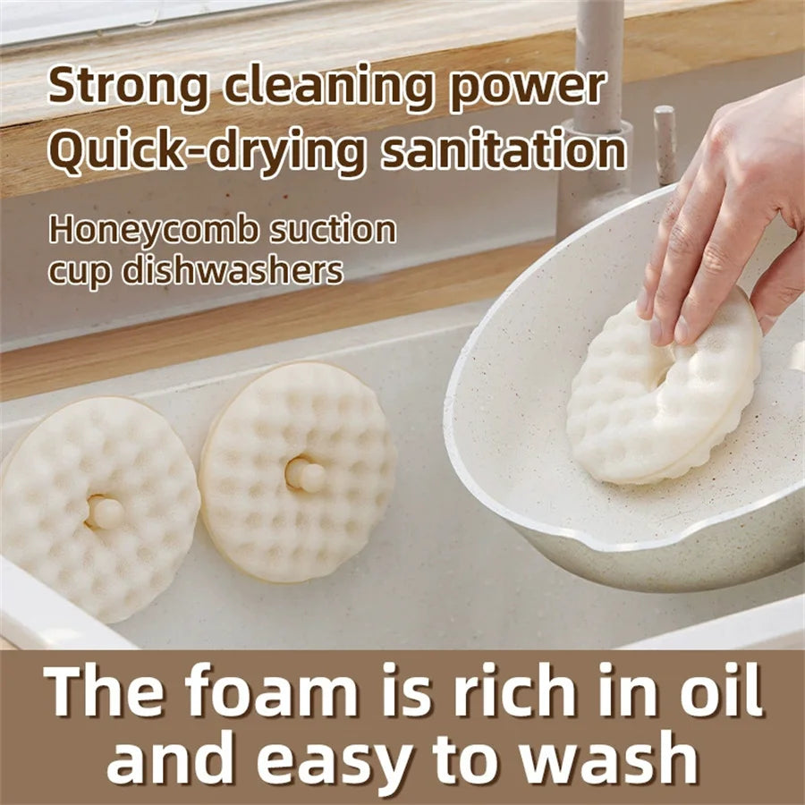 Suction Cup Dish Sponge Set – Wall Mount & 4 Foam Heads Kitchen Sponge Set Babs