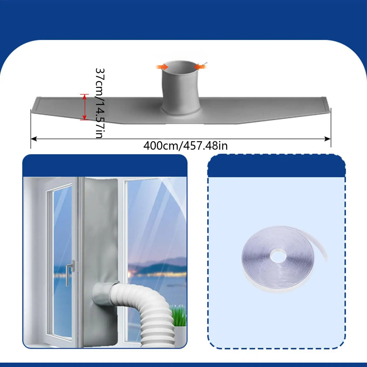 158" Portable AC Window Seal Kit – Self-Adhesive Vent Seal AC Window Seal Kit Babs