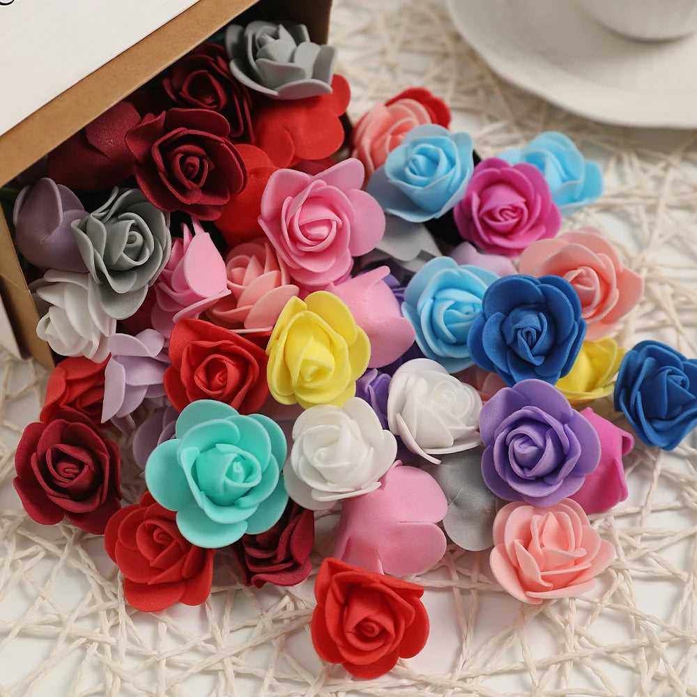 100/200Pcs Artificial Foam Rose Heads 4cm – Wedding & Home Décor Artificial Flower Heads Babs
