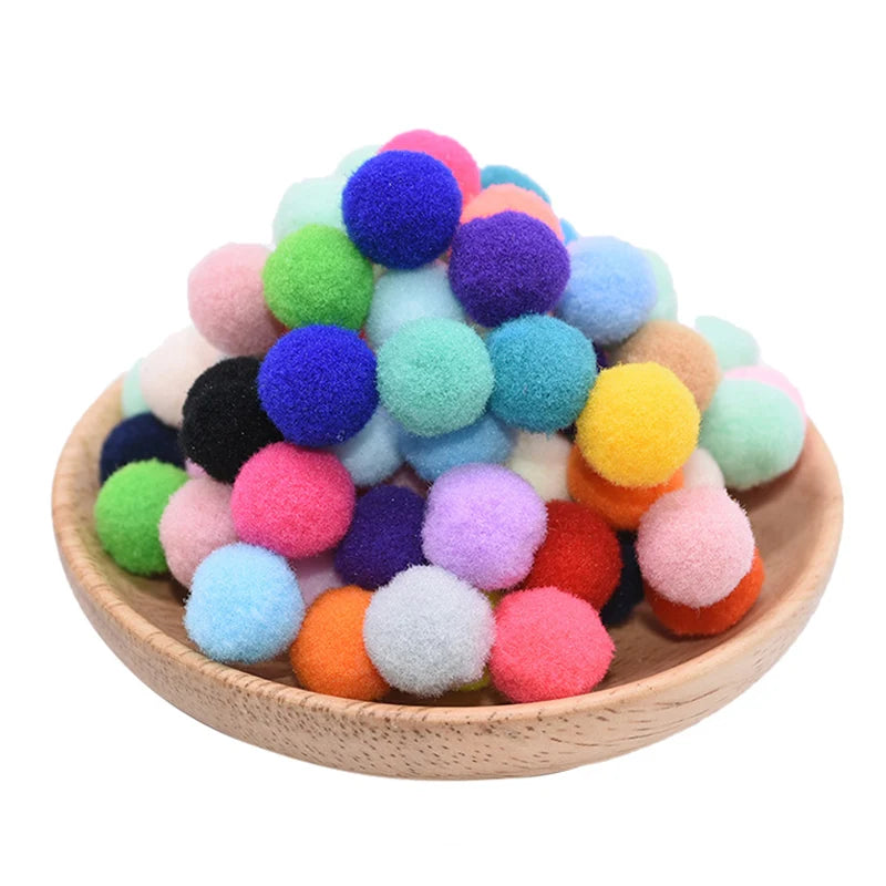 100Pcs Colorful Felt Pom Poms 15–25mm DIY Craft Balls