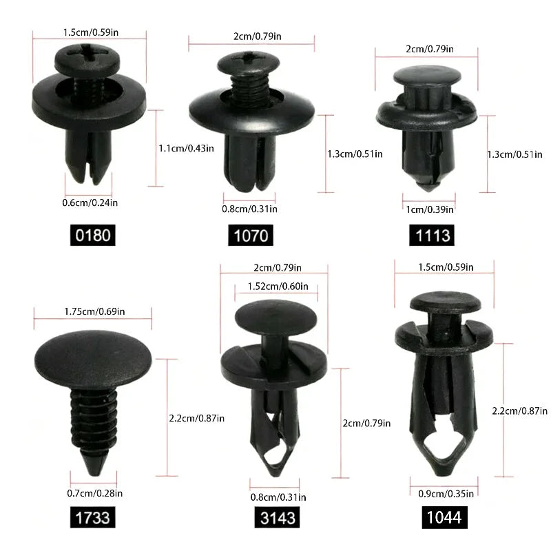 190Pcs Car Fastener Rivet Clip Set – 6 Sizes, ABS Plastic Car Fastener Clip Set Babs