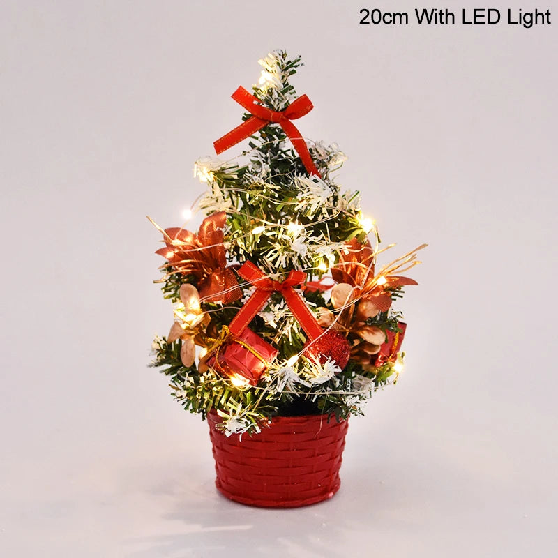Mini Artificial Christmas Tree with LED Light Balls – Table Decor Tabletop Christmas Tree Babs 20cm red with LED 1 as picture