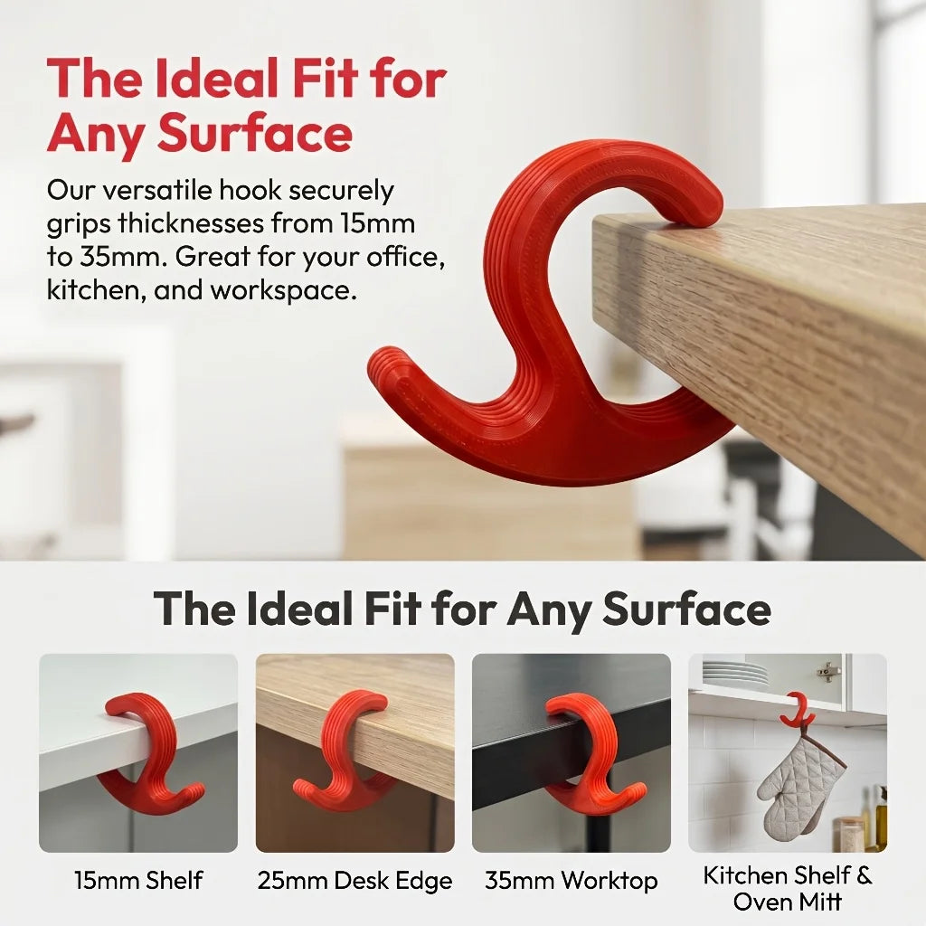 No-Drill C-Clip Desk Hook – Bag Hanger, 8kg, 15–35mm Desks Desk Bag Hook Babs