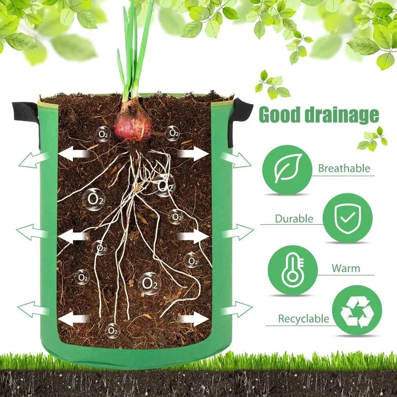 5/10 Gallon Fabric Plant Grow Bags – Potato & Vegetable Planter Fabric Grow Bags Babs