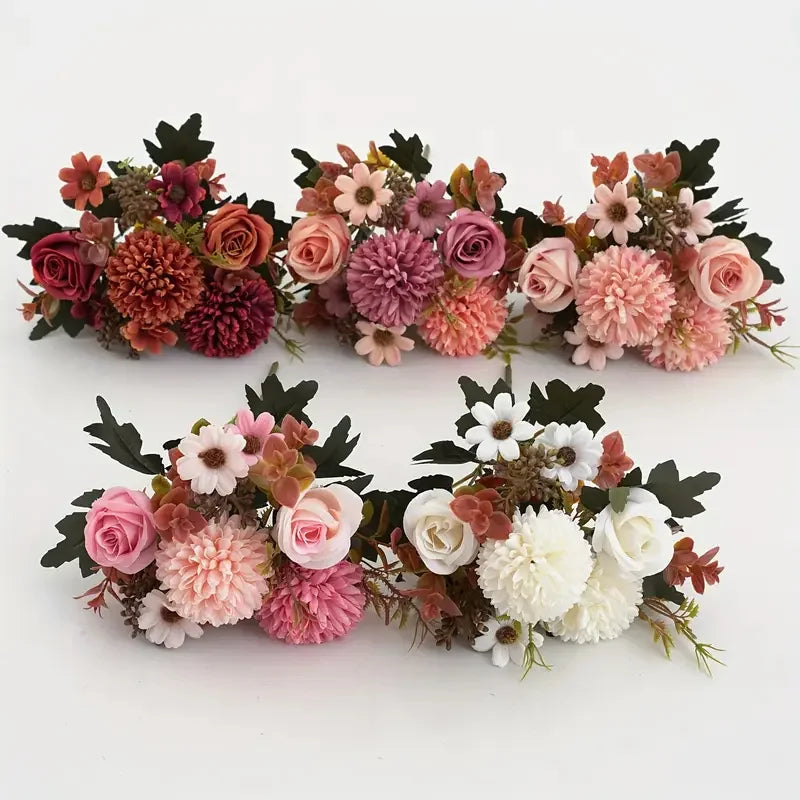 Autumn Silk Artificial Flower Bouquet – Roses, Hydrangea & Daisies Artificial Flower Bouquet Babs