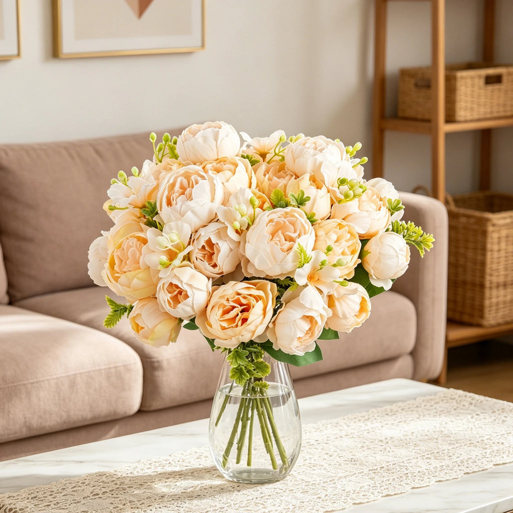 Silk Peony Rose Artificial Bouquet – Wedding & Home Decor Artificial Flower Bouquet Babs
