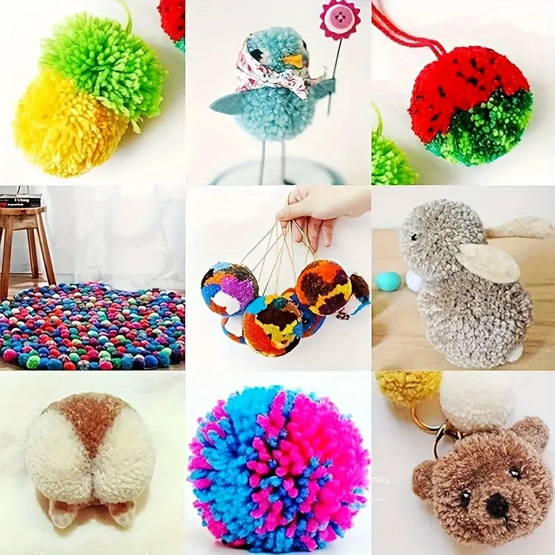 4-Piece Plush Ball Weaving Machine Kit – DIY Pom-Pom Tool Set Pom-Pom Maker Kit Babs