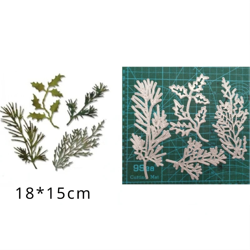 Metal Christmas Plant Cutting Dies – Pine Branch & Leaf Stencils Craft Cutting Dies Babs A