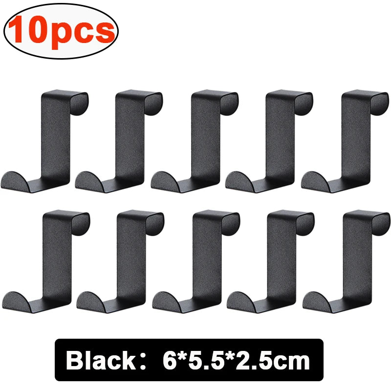 Z-Shaped Stainless Steel Cabinet Door Hooks – 10 Pack Organizer Cabinet Door Hook Babs Black-10pcs