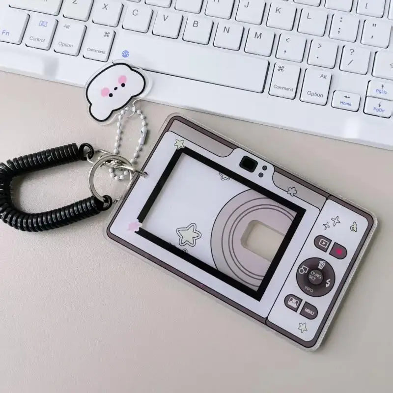 Camera-Shaped Acrylic Photocard Holder with Coil Lanyard Photocard Holder Babs A3