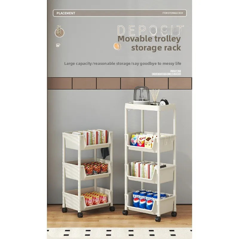 3-Tier Kitchen Cart with Wheels – Mobile Storage Shelf Organizer Rolling Storage Cart Babs