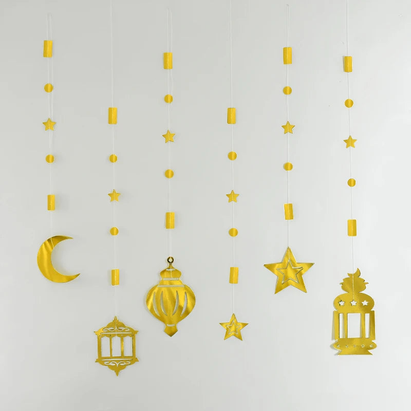 Eid Mubarak Swirl Banner Star Moon Ceiling Hanging Decoration Party Ceiling Decoration Babs