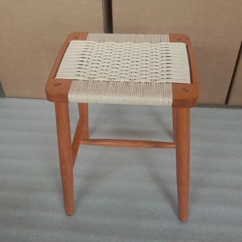 Handmade Cherry Wood Woven Stool – Modern Minimalist Furniture Woven Wood Stool Babs