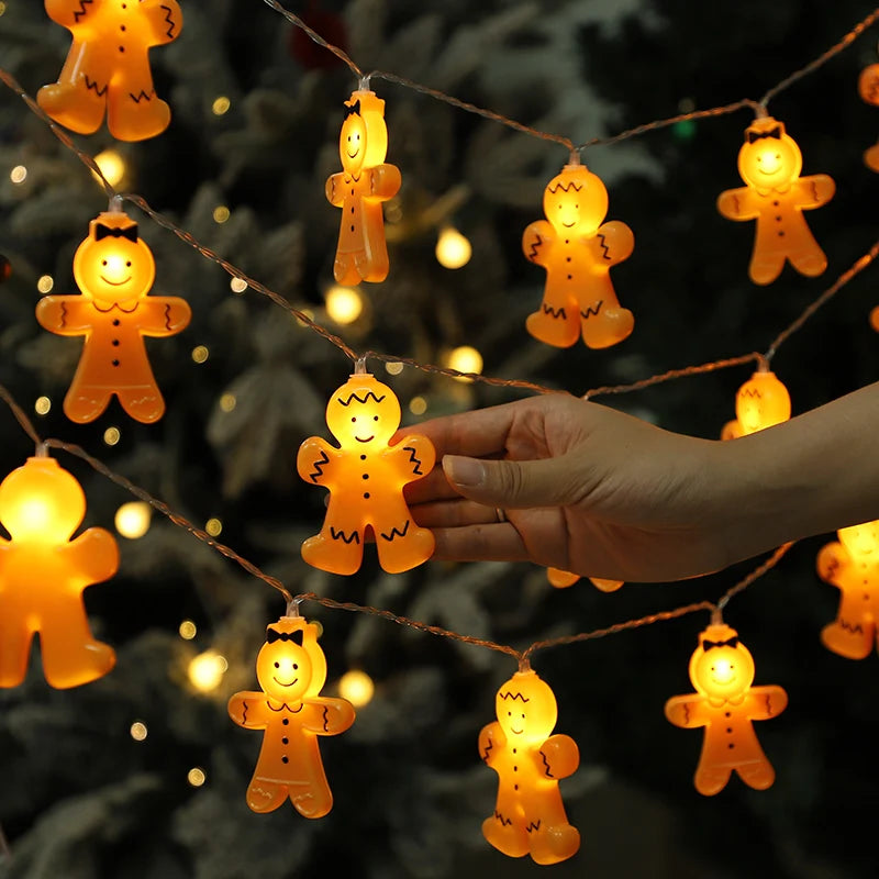 Gingerbread Man LED String Lights – Xmas Tree Ornaments LED String Lights Babs