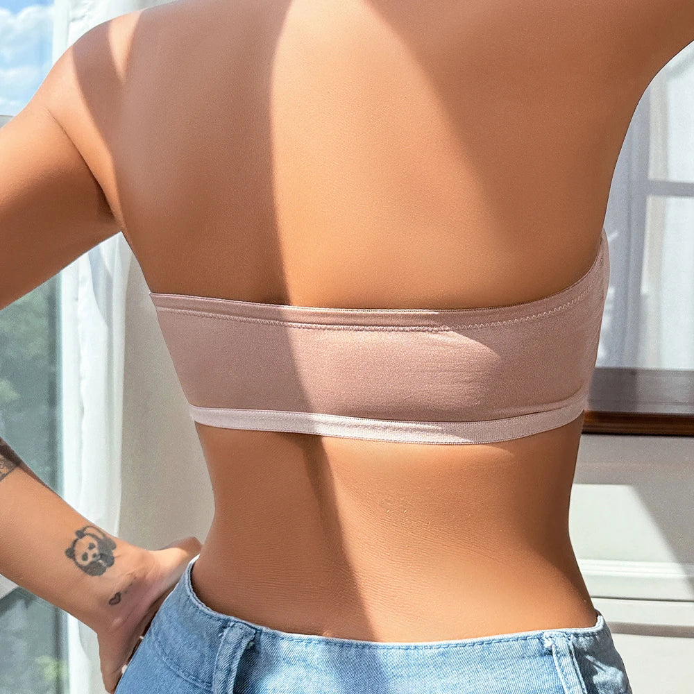 Women's Strapless Seamless Push Up Bandeau Bra – Wire Free Seamless Bandeau Bra Babs