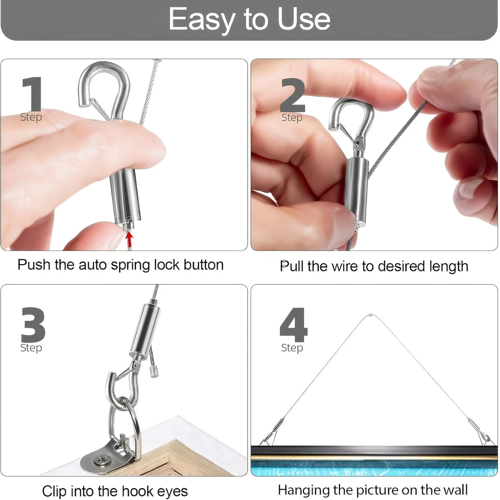 2pcs 1.5m Stainless Steel Wire Rope with Quick Hook | Cable Lanyard Wire Rope Lanyard Babs