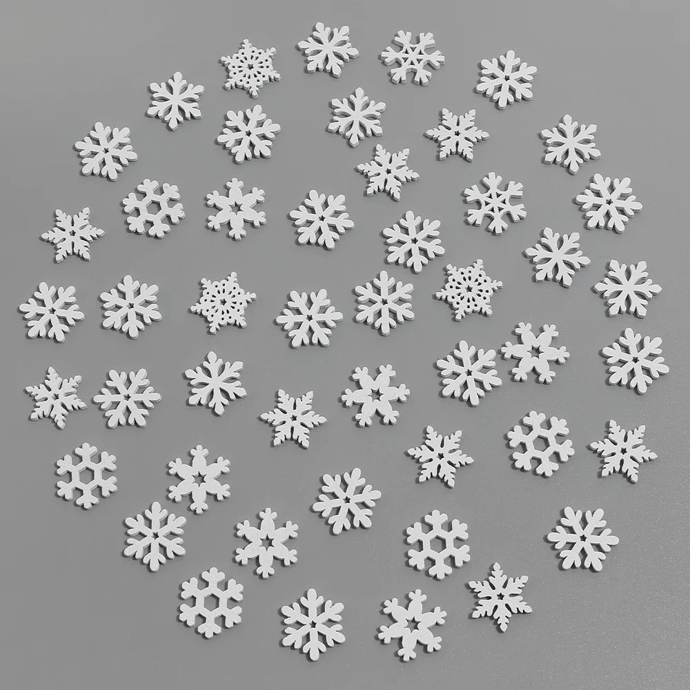50Pcs Mini Glitter Snowflake Ornaments for Christmas DIY Decor Christmas Craft Ornaments Babs White 2cm