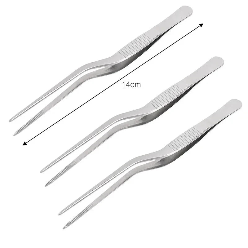 304 Stainless Steel Kitchen Tweezers & BBQ Tongs – 3 Sizes Kitchen Tongs Babs 3PCS(14cm)