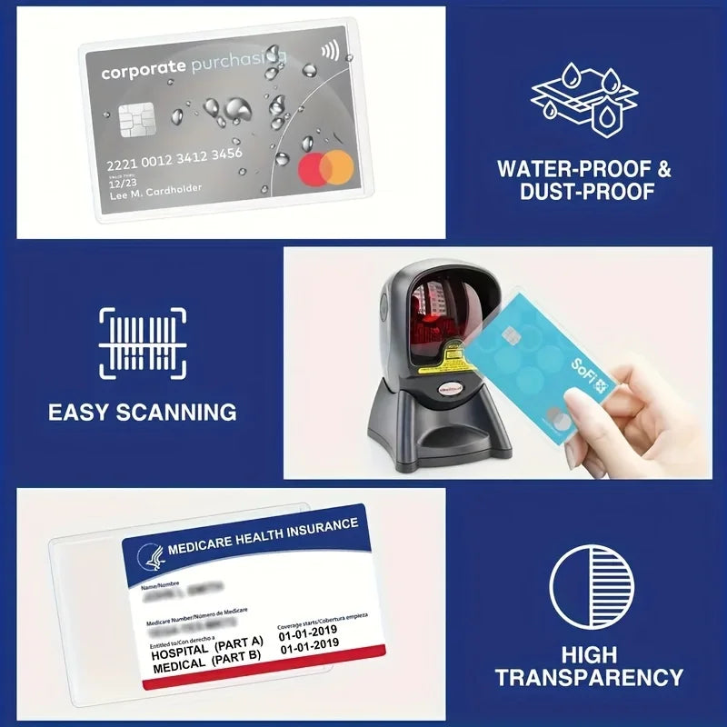 12PCS Waterproof Clear PVC Card Holders – ID & Credit Protector Card Holder Sleeves Babs