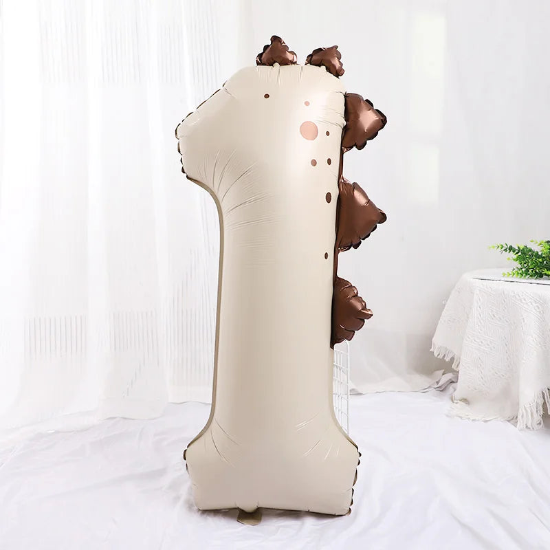 40" Dinosaur Number Foil Balloon – Kids 1st Birthday Party Decor Party Foil Balloon Babs milky white-1 40Inch
