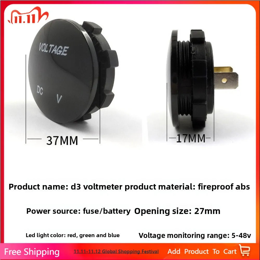 Waterproof Digital Voltmeter DC 5-48V LED Car Battery Gauge Digital Voltmeter Gauge Babs