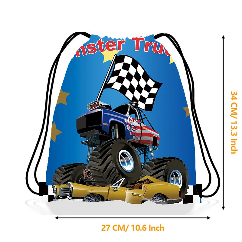 Non-Woven Drawstring Party Gift Bags for Boys & Girls Party Favor Bag Babs Monster TruckA 27x34cm