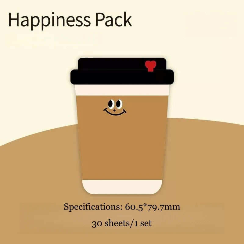 Coffee Pattern Sticky Note Pad – Self-Adhesive Memo Notepad Sticky Note Pad Babs 1Set