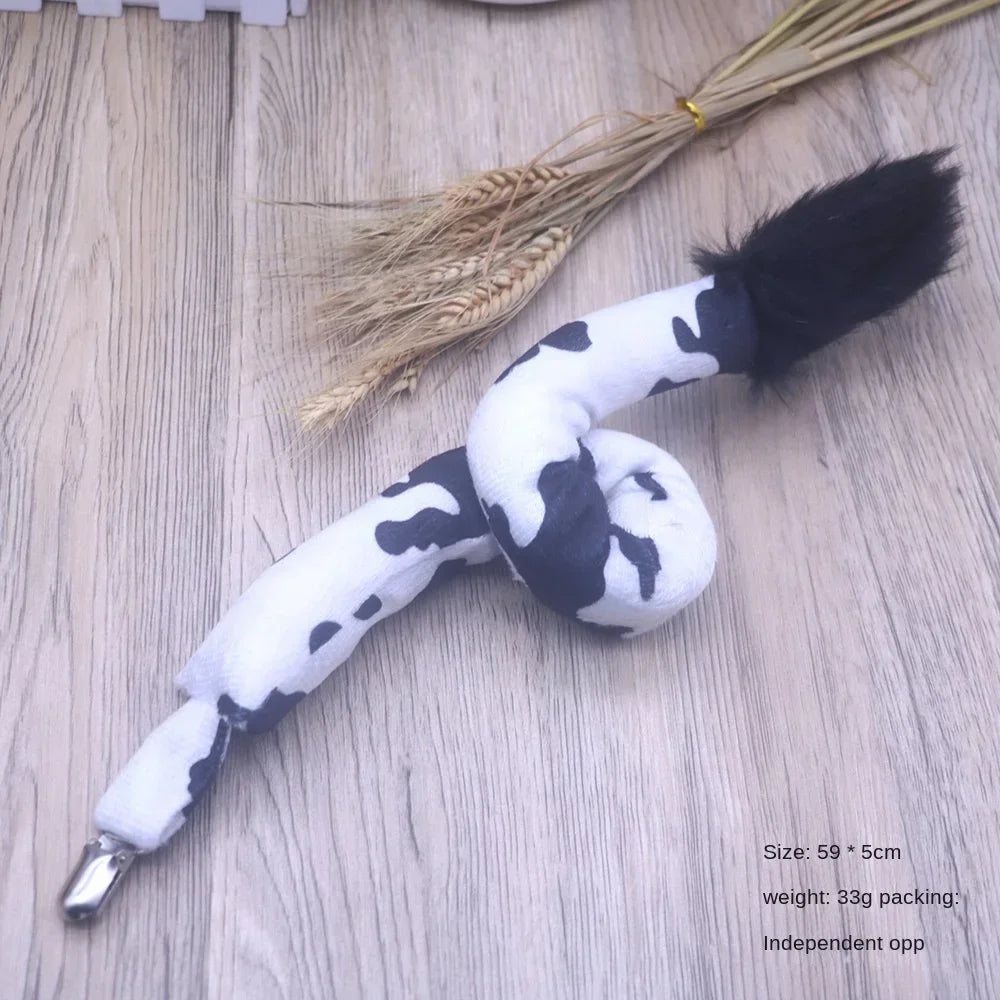 Furry Animal Tail & Headband Costume Set for Halloween Cosplay Costume Accessory Set Babs cow tail