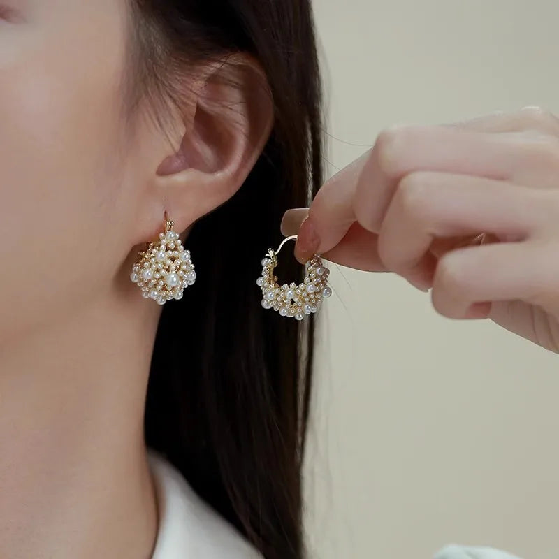 ZAKOL Irregular Pearl Copper Stud Earrings | Trendy Fashion Jewelry Pearl Stud Earrings Babs