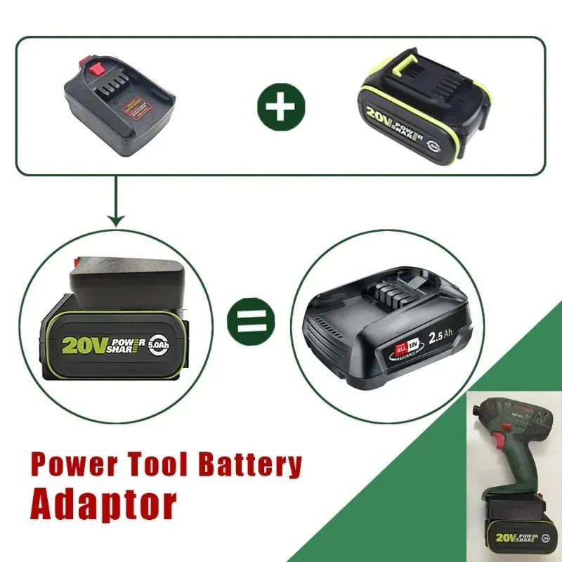 20V to 18V Battery Adapter – Worx/Kress 5-Pin to Bosch PBA Battery Adapter Babs
