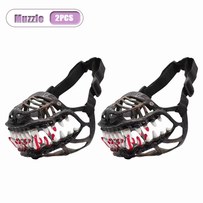 Horror Animal Jaw Mask Bloody Fangs Latex Headgear 1-4 PCS Costume Latex Mask Babs Muzzle-2PCS 22cm