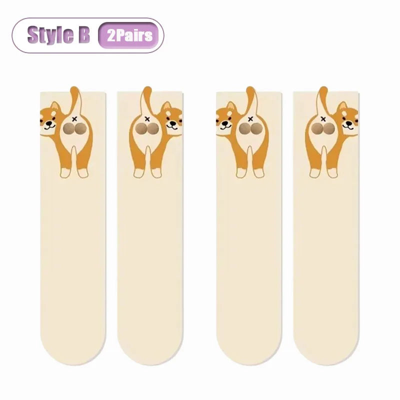 3D Dog Egg Novelty Crew Socks – Fun Couples Mid-Calf Novelty Crew Socks Babs Style B-2Pairs 35-39