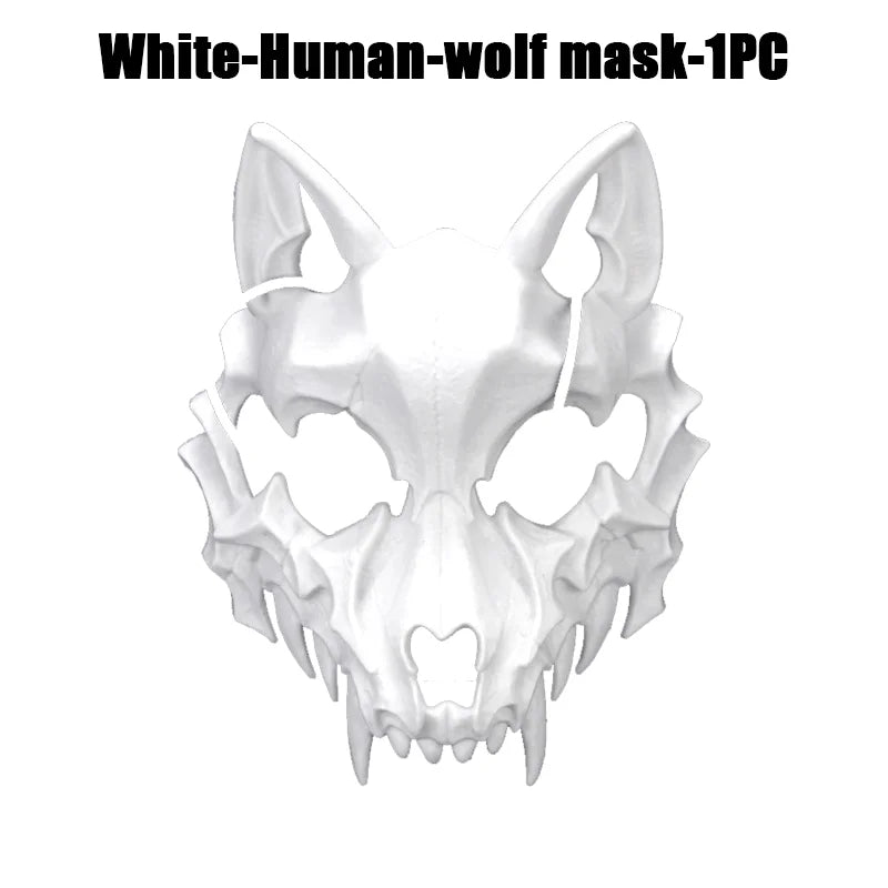 Halloween Skeleton Half Face Mask – Anime Cosplay Costume Prop Costume Face Mask Babs White-A-1PCS