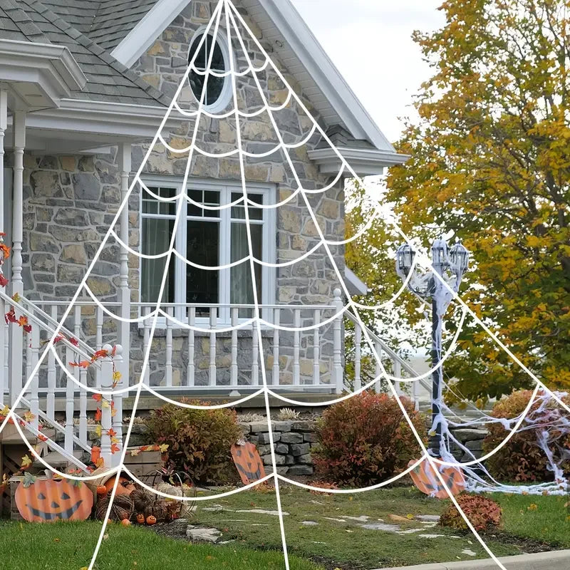 Lifelike Black Spider & Cobweb Halloween Decoration Set Halloween Decoration Set Babs 5x4.8m White